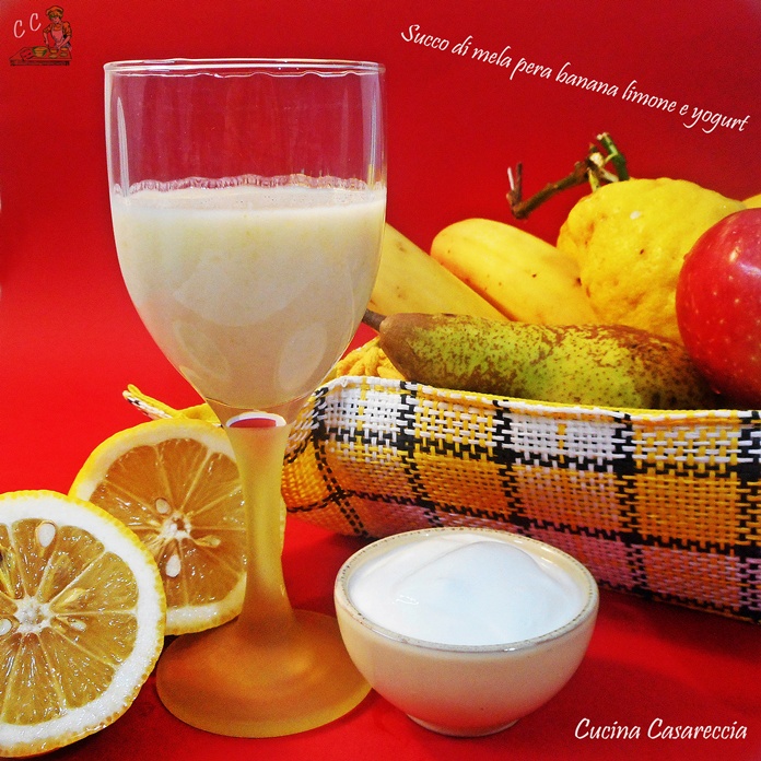 Succo di banana mela pera limone e yogurt